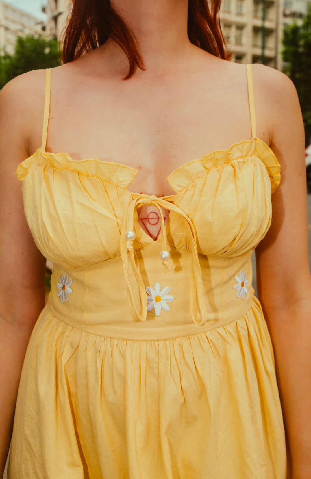 Lavender dress in yellow