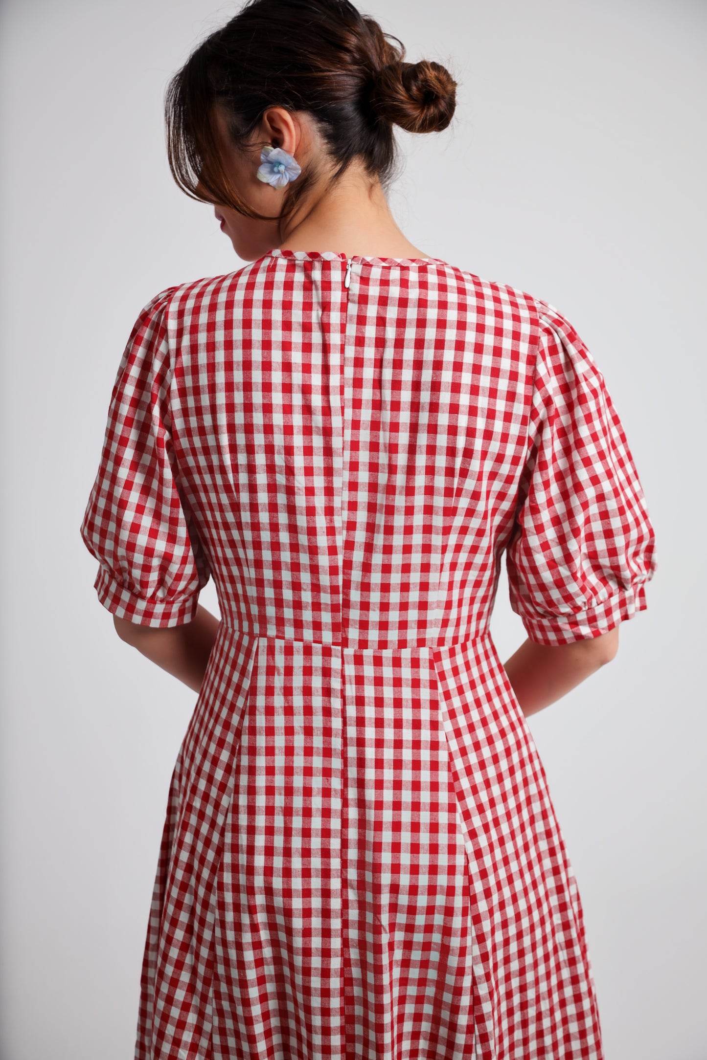 “Honesty” dress in red plaid