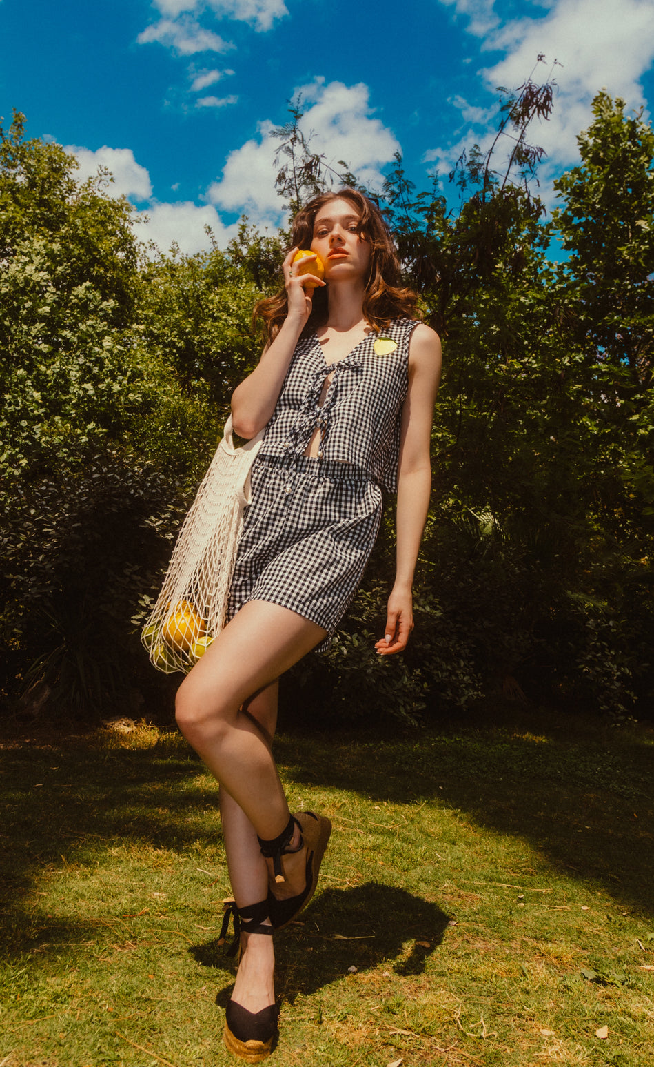 Daffodil shorts in black plaid