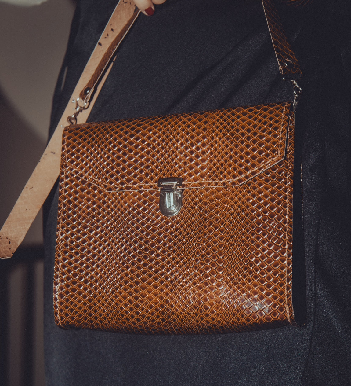 “Emma” bag in brown snake