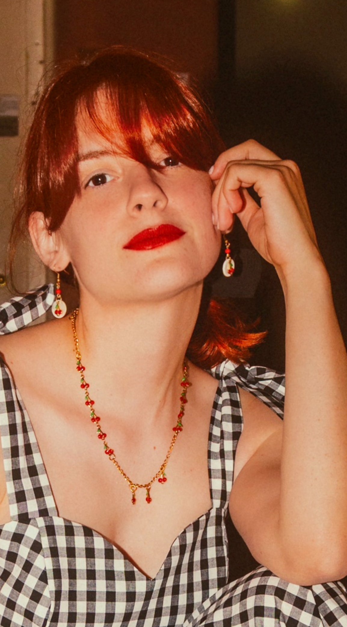 “Cherries with twist” earrings