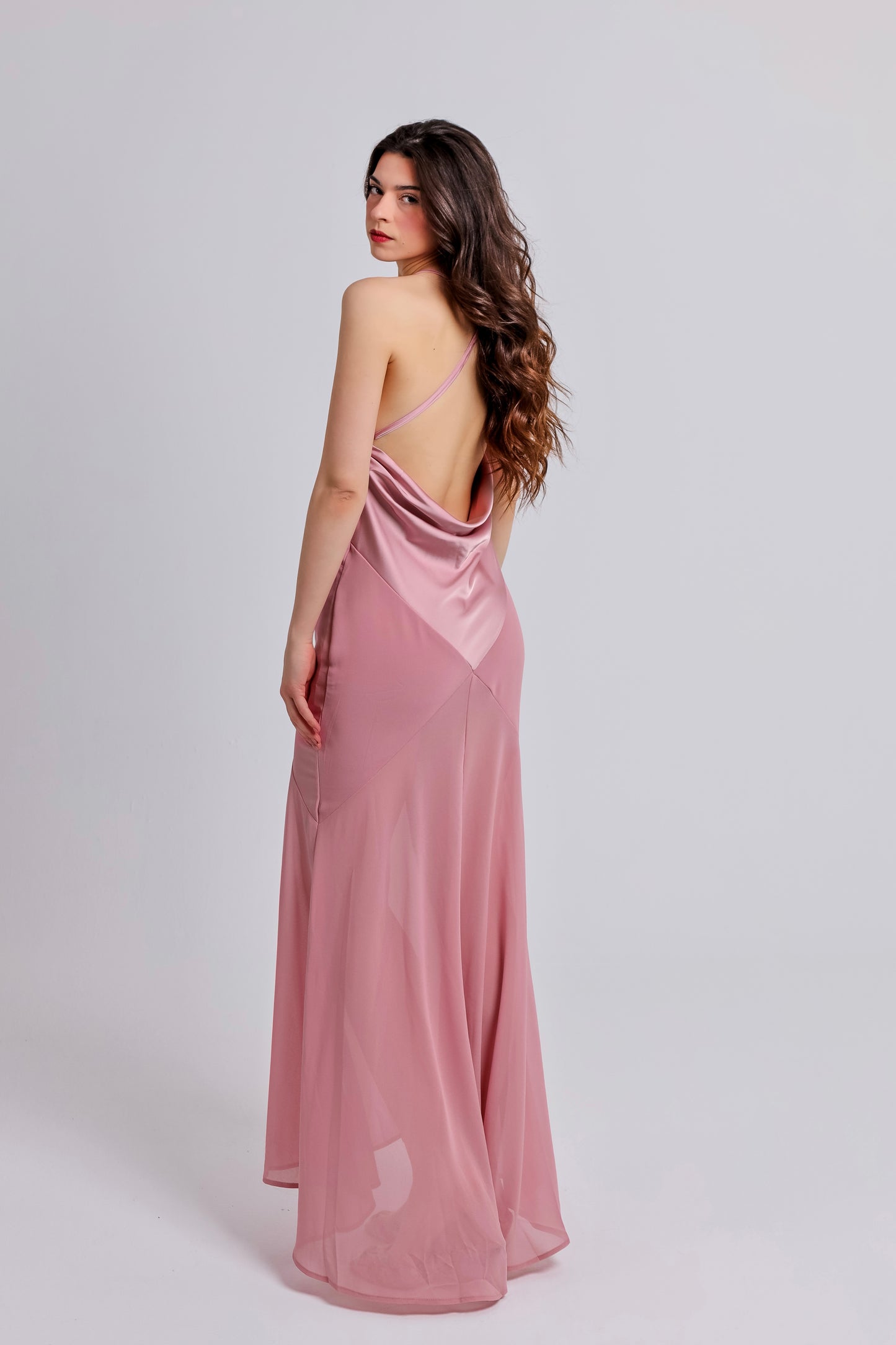 “Moonflower” dress in dusty pink