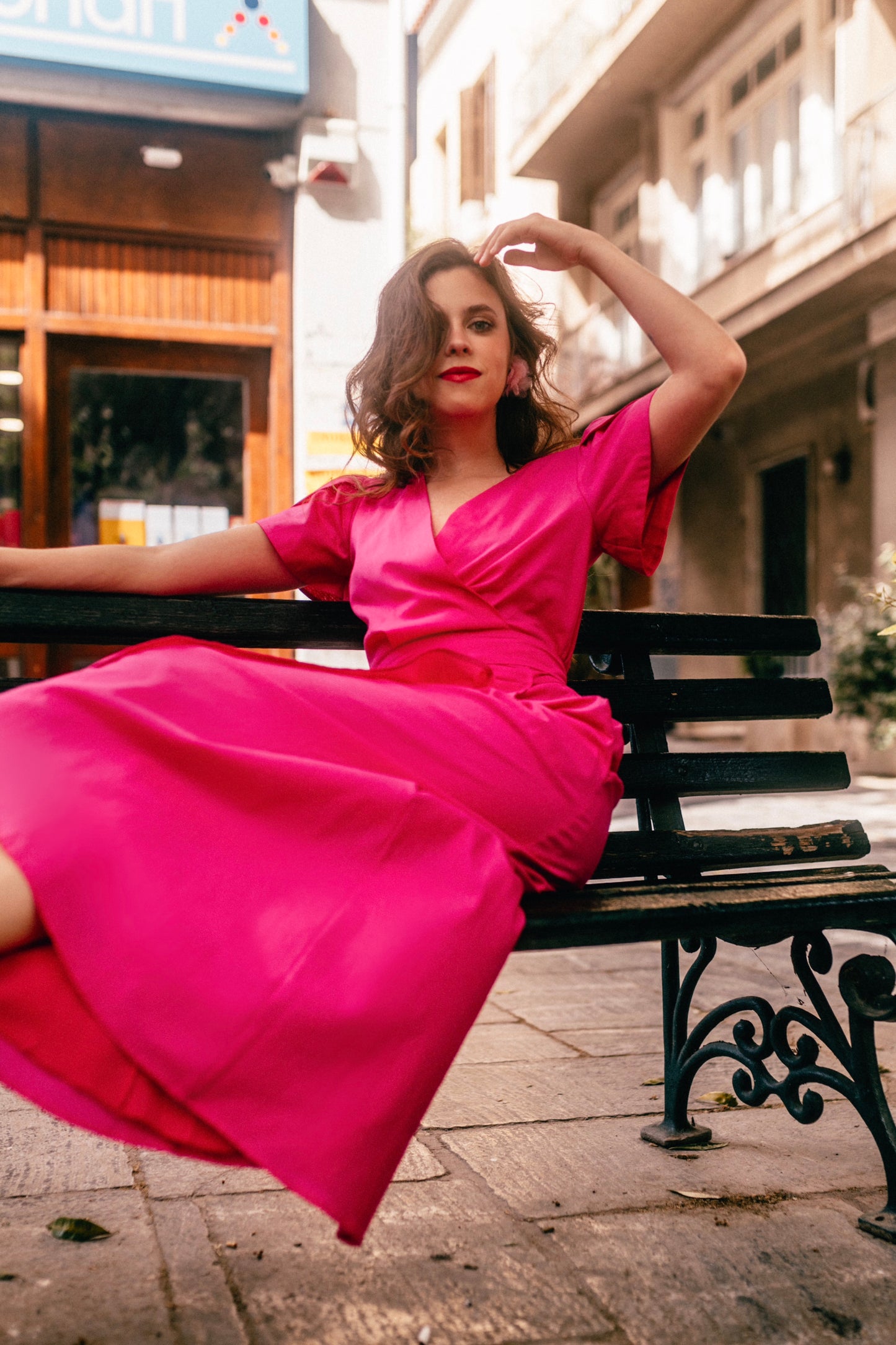 “Cecilia” dress in hot pink
