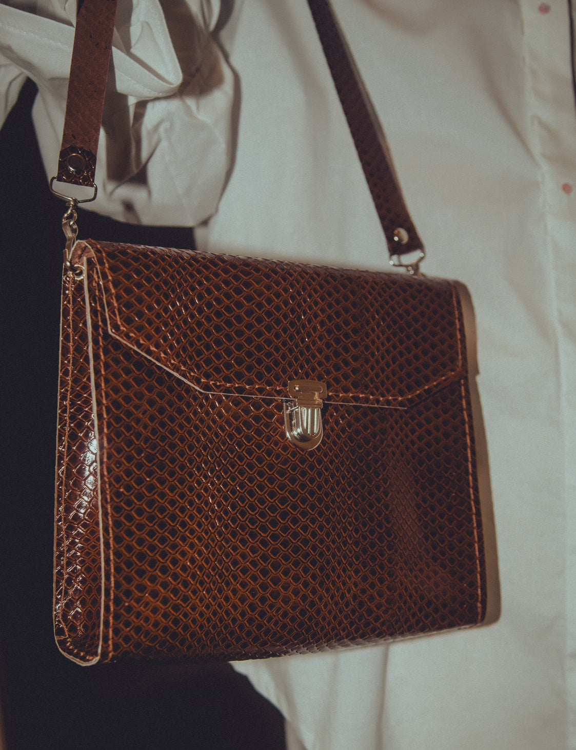 “Emma” bag in brown snake