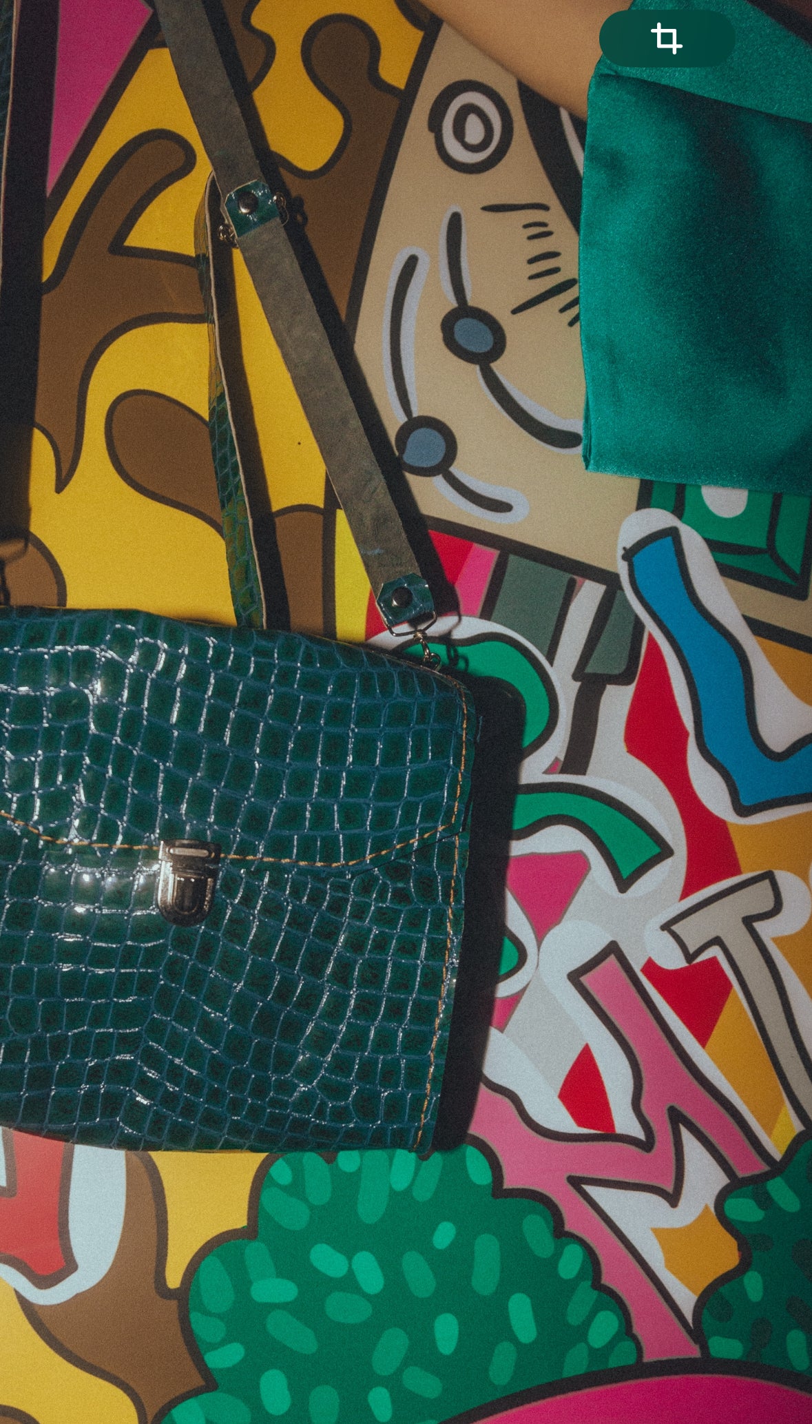 “Emma” bag in green croco