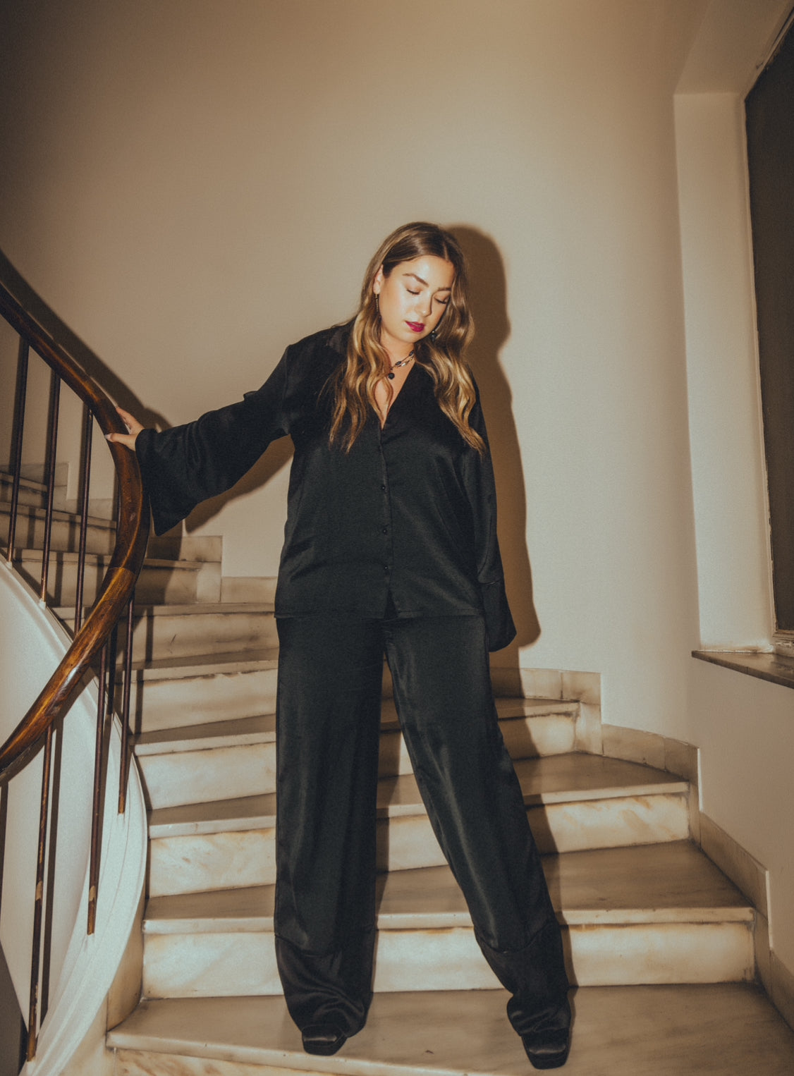 “Myrtle” satin pants in black