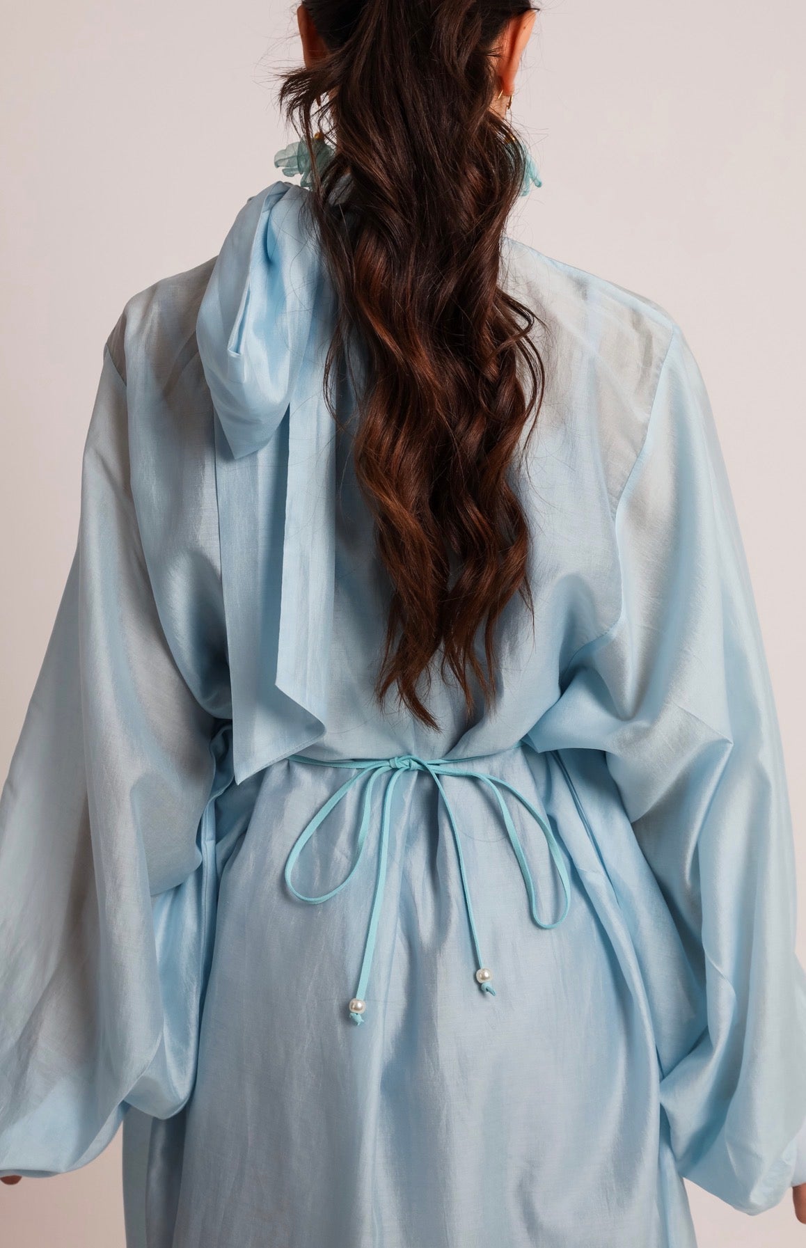“Cyclamen” dress in light blue