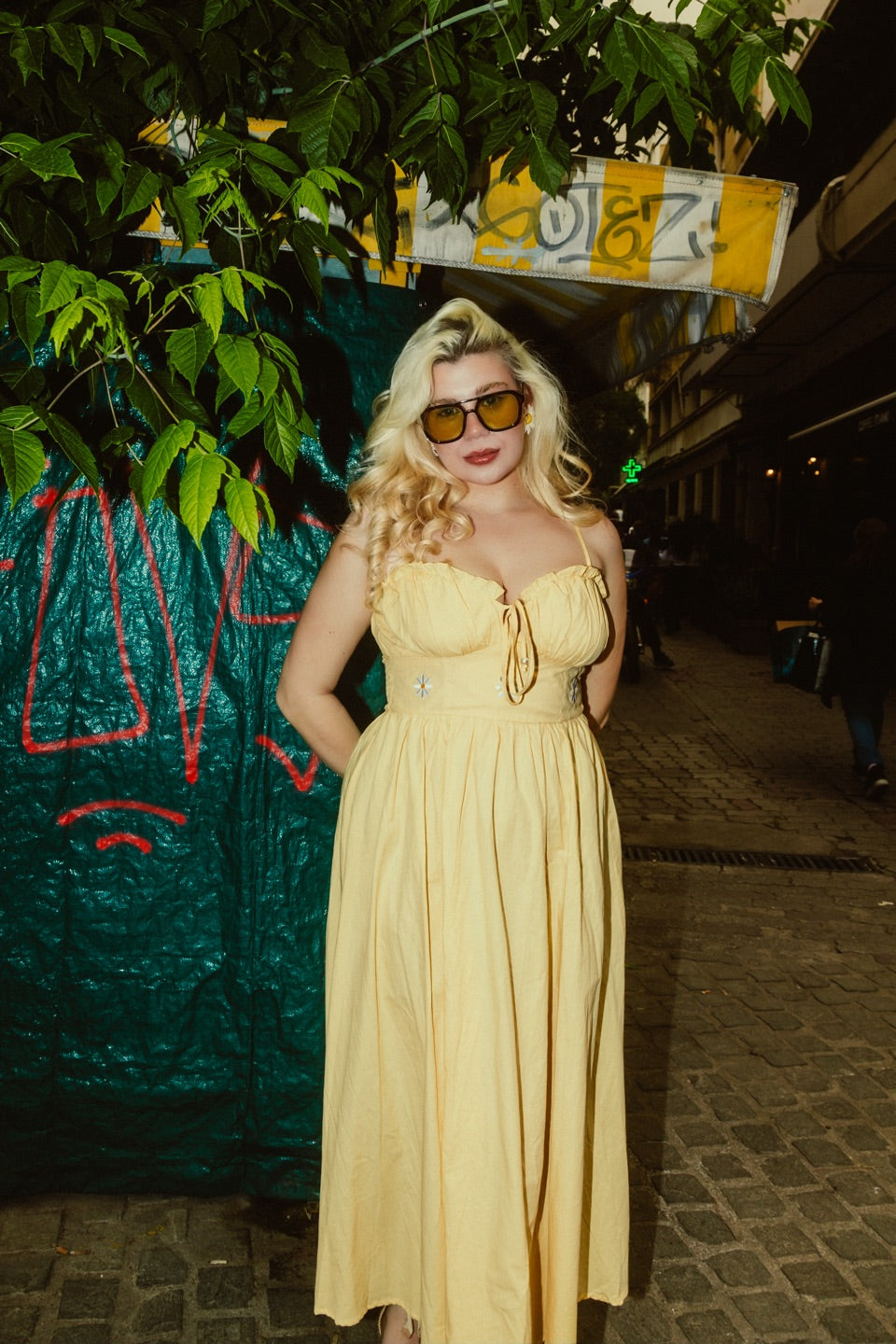 Lavender dress in yellow