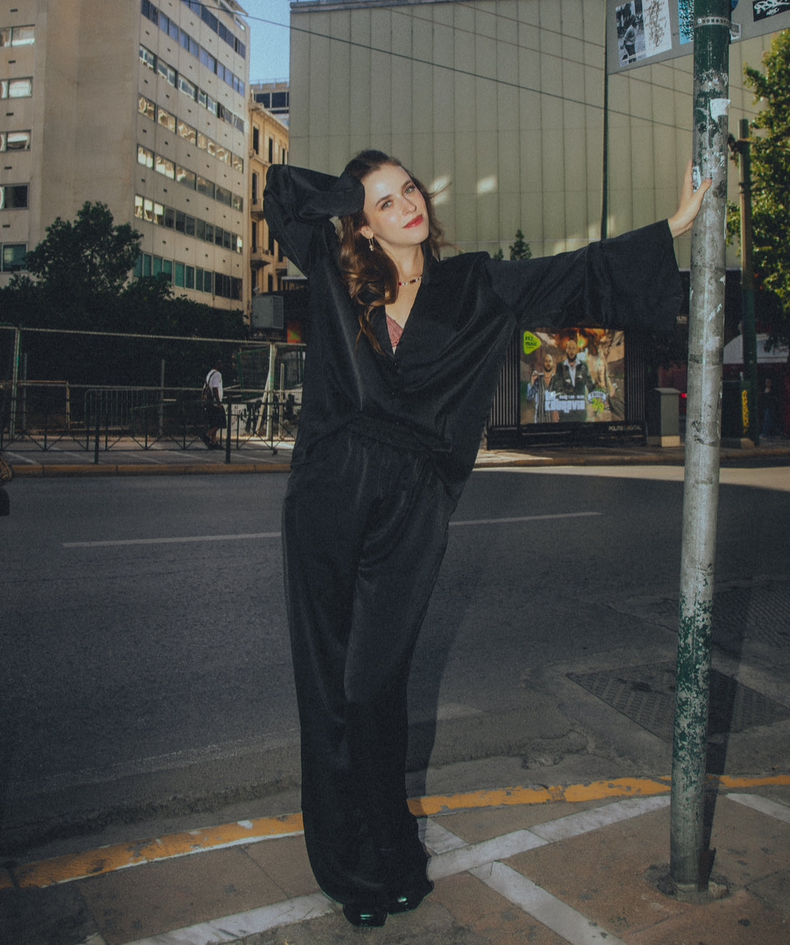 “Myrtle” satin pants in black