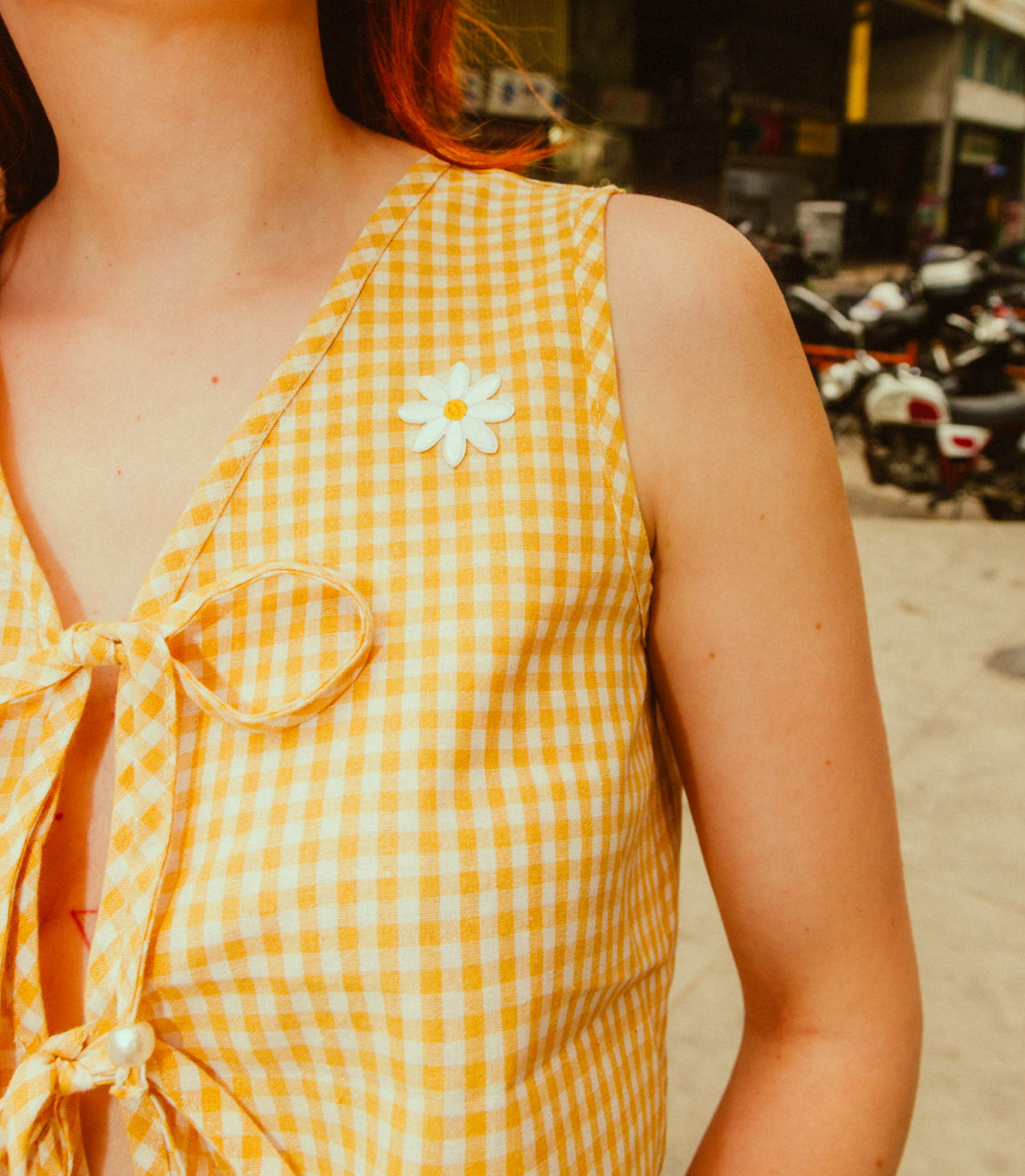 Daffodil top in yellow plaid