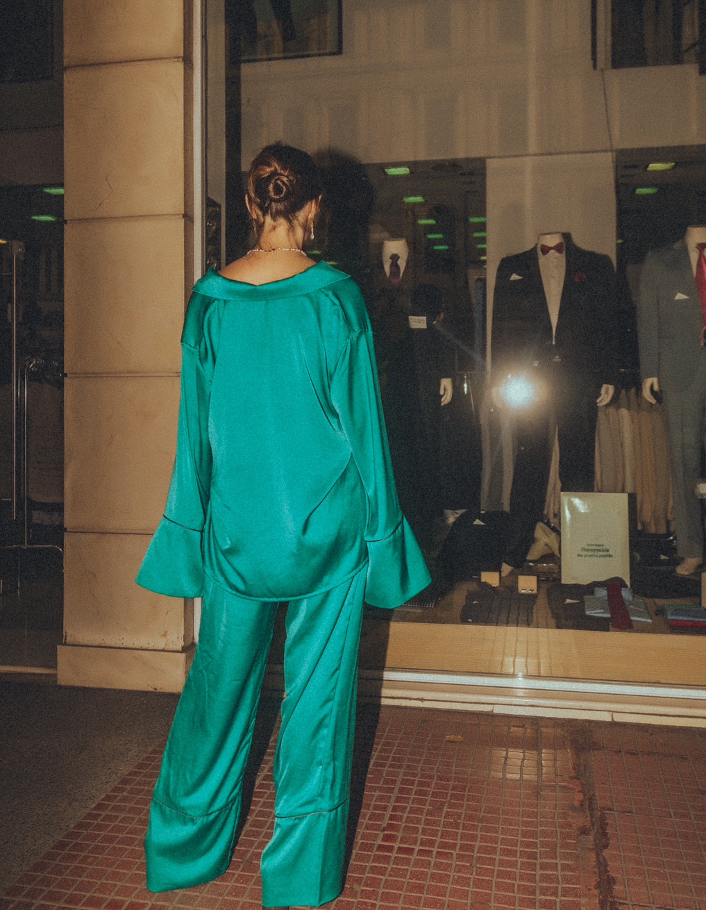“Myrtle” satin pants in green