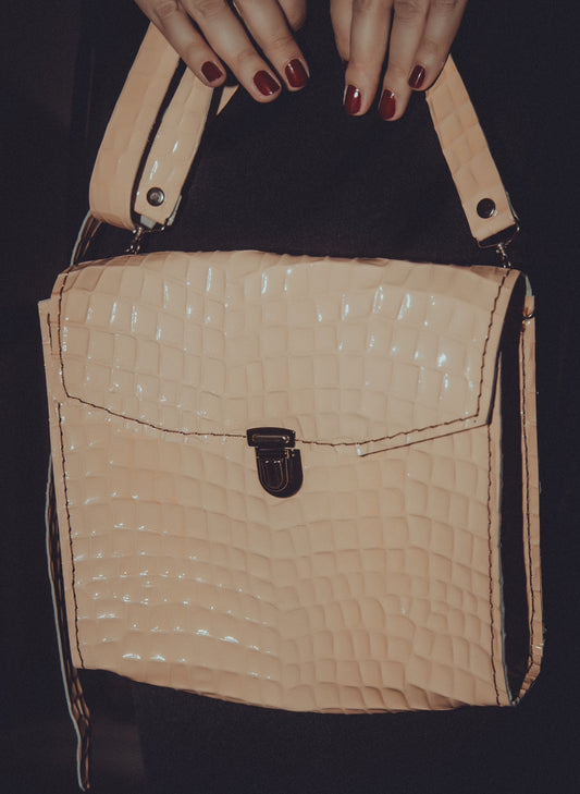 “Emma” bag in cream croco