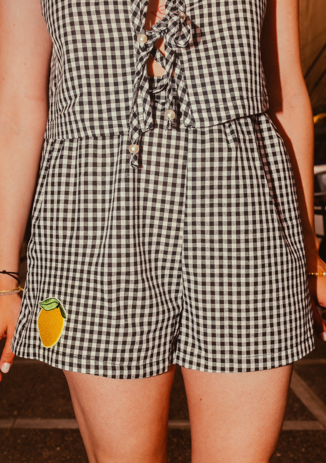 Daffodil shorts in black plaid