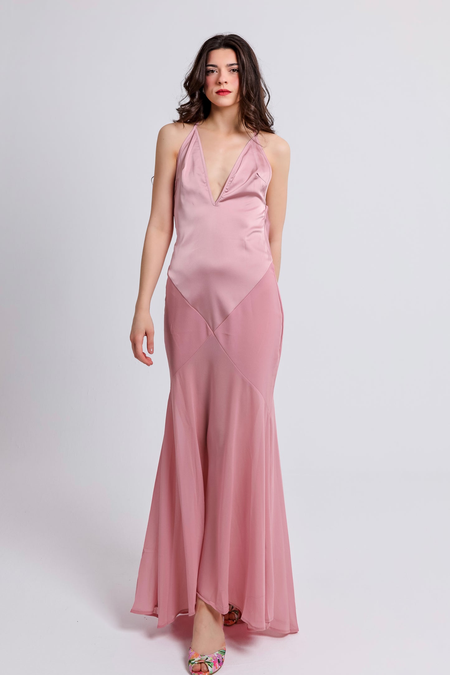 “Moonflower” dress in dusty pink
