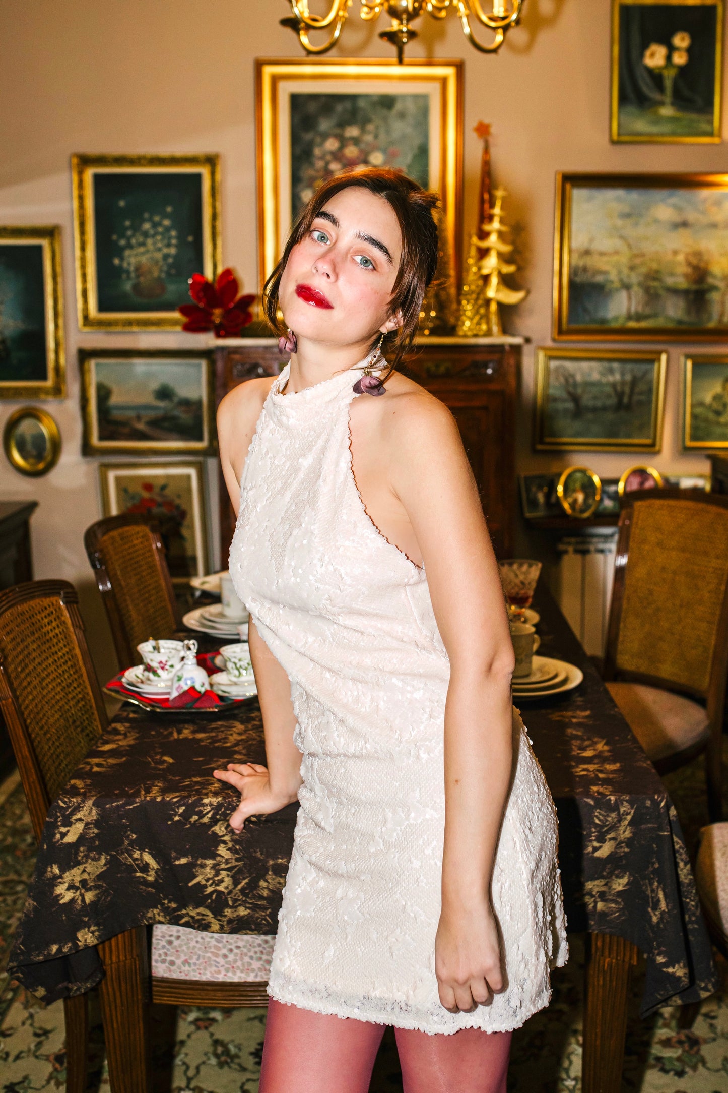 Snowball dress in pinkish cream