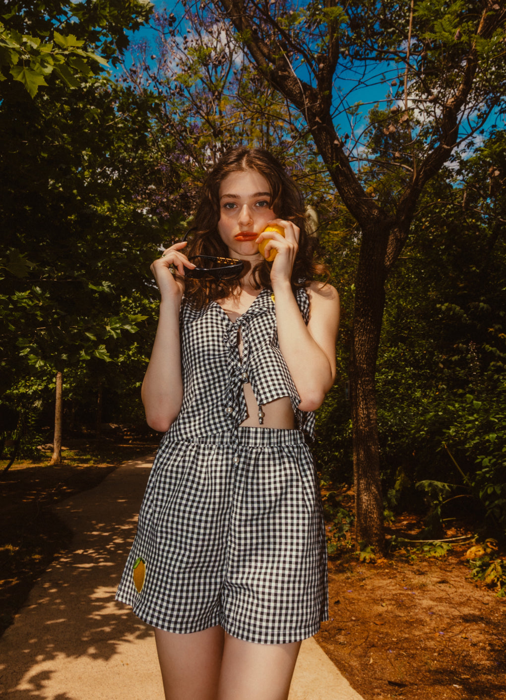 Daffodil shorts in black plaid