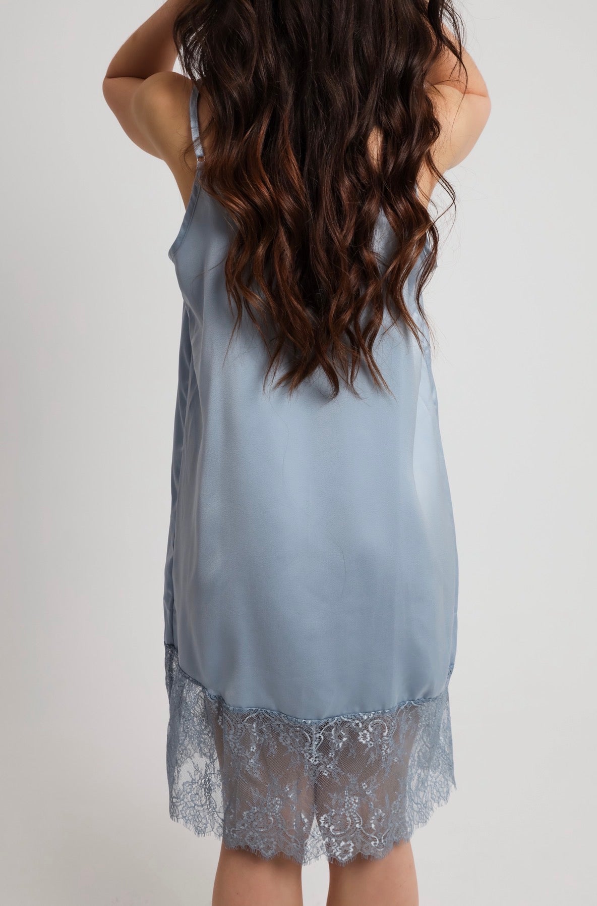 “Patience” slip under-dress in ice blue