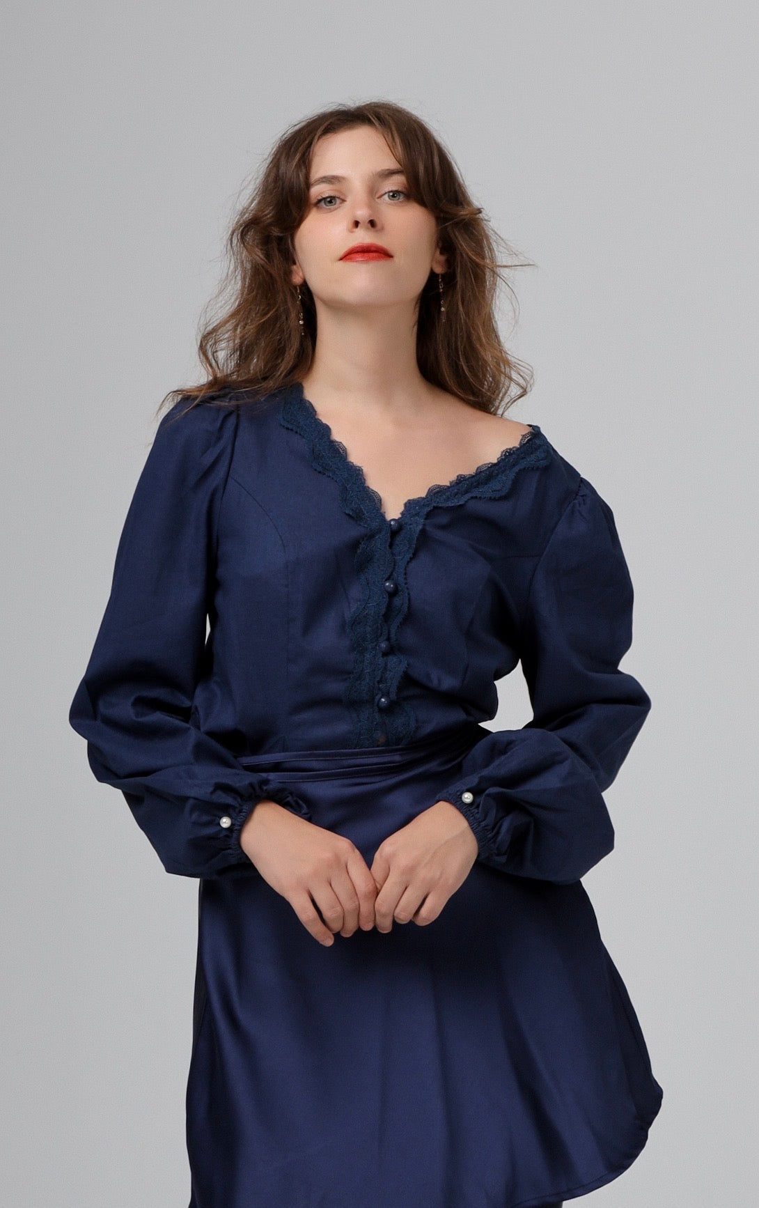 “Althea” shirt in navy blue