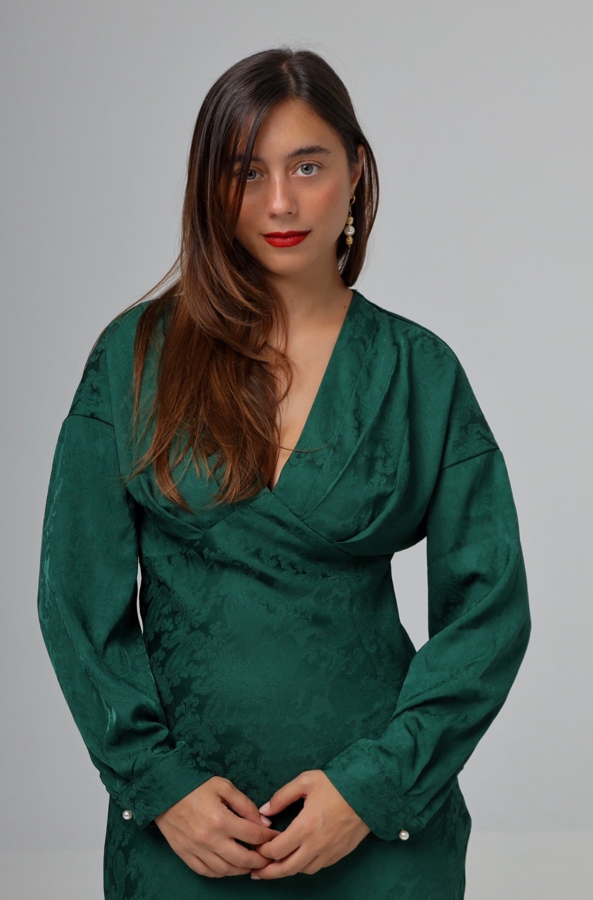“Ambrosia” dress in emerald green