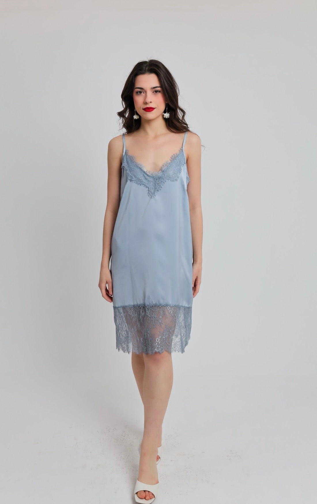 “Patience” slip under-dress in ice blue
