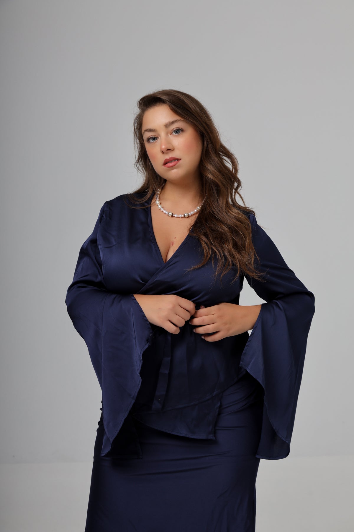 “Bluebell” blouse in navy blue