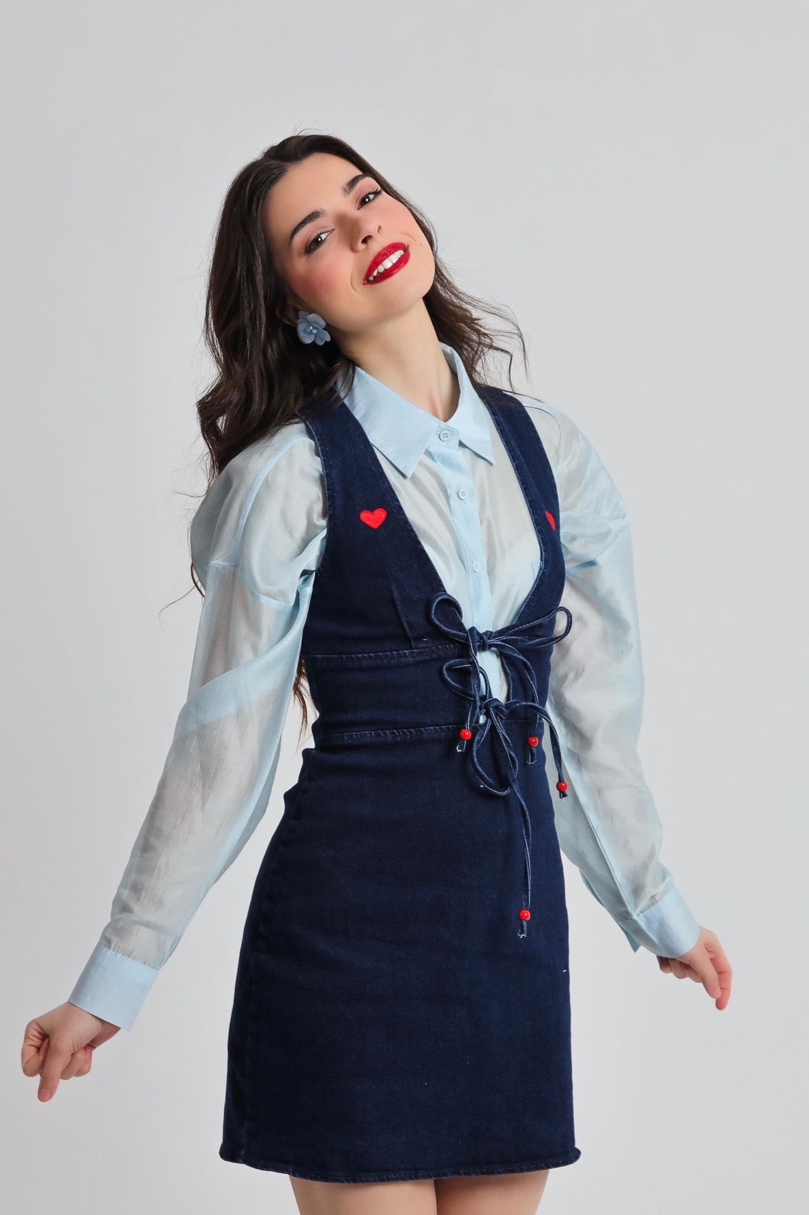 “Begonia” dress in blue denim