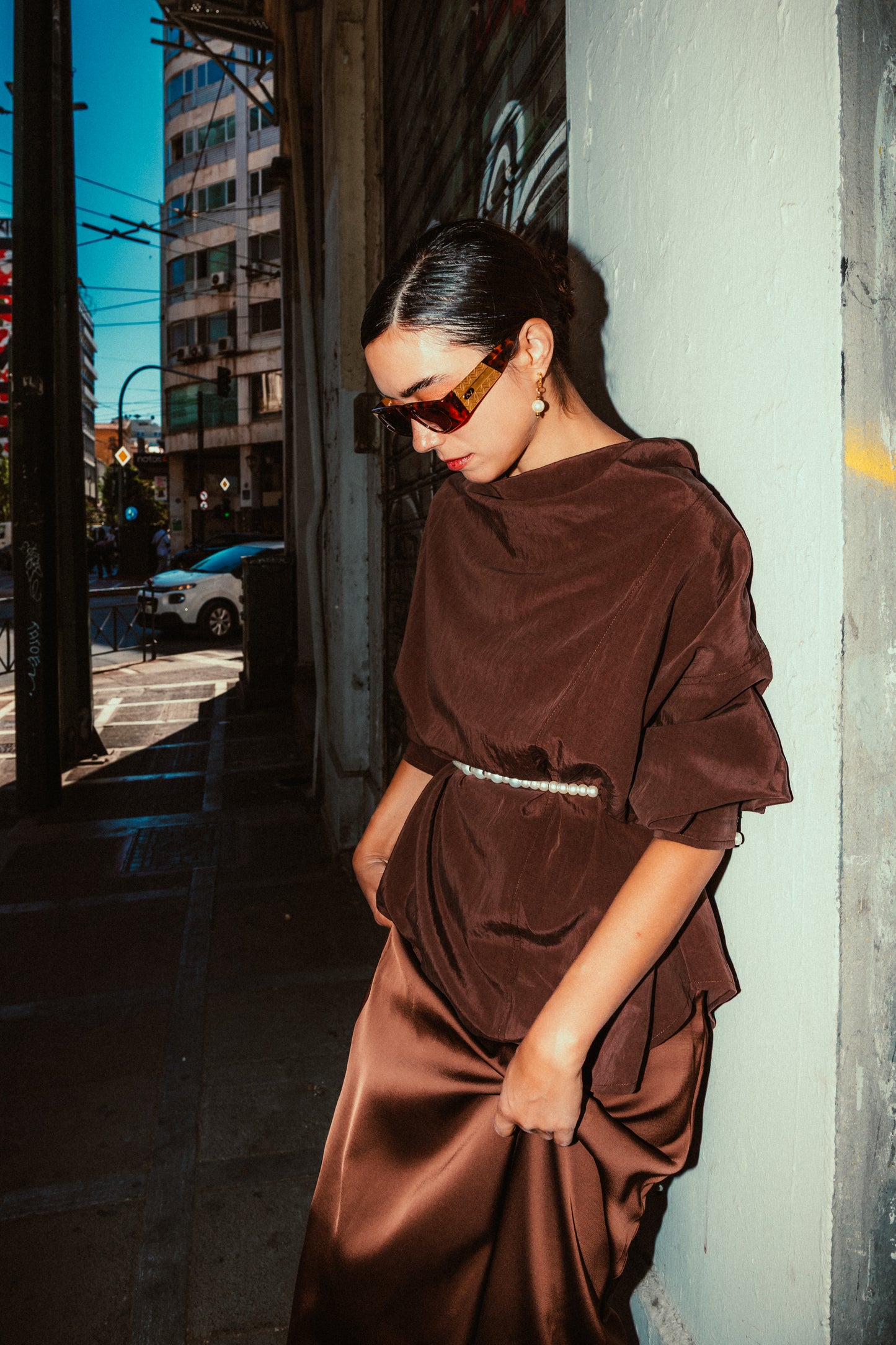 Maple blouse in chocolate brown