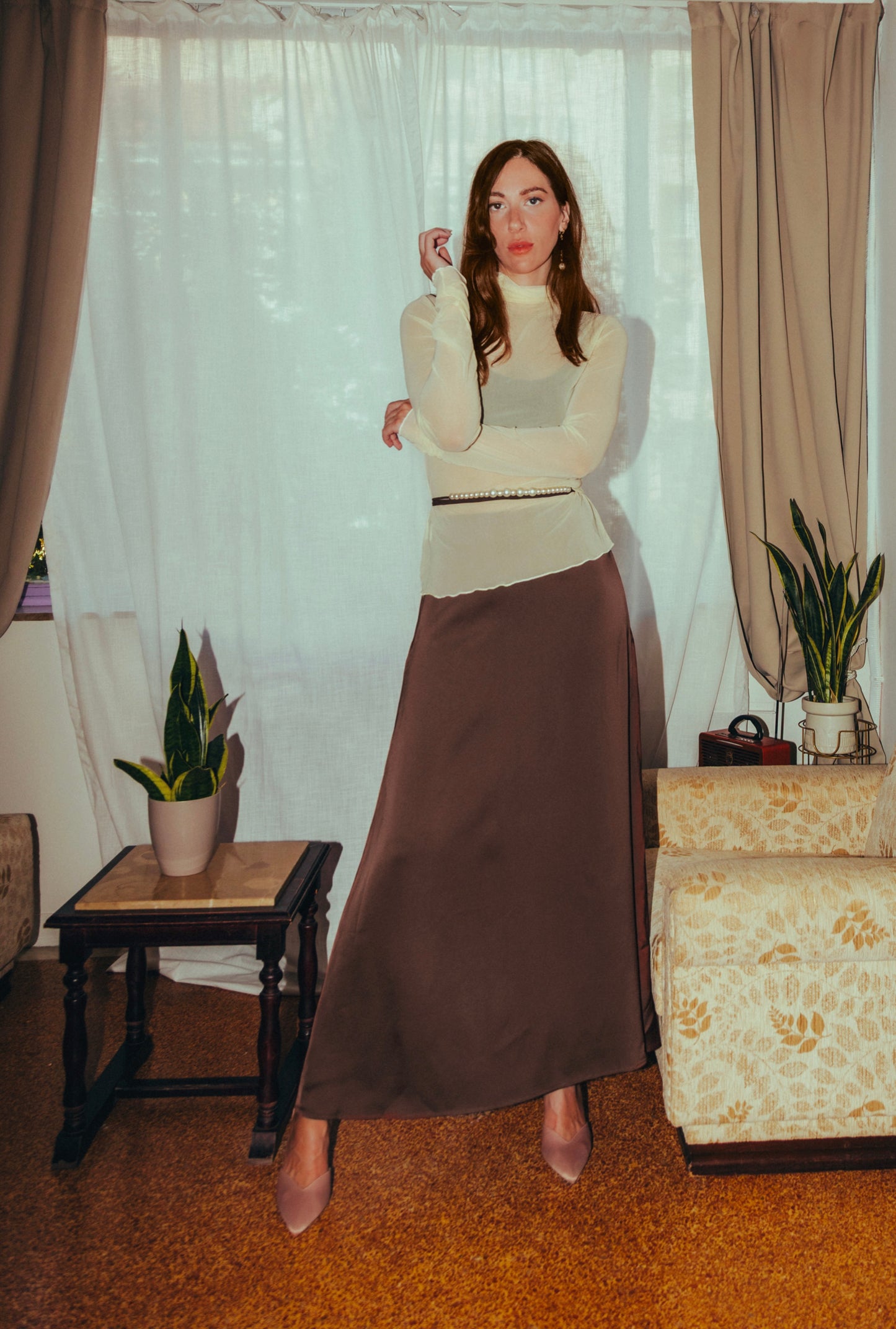 Zephyranth skirt in chocolate brown