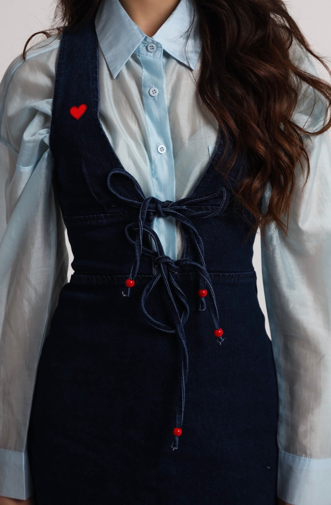 “Begonia” dress in blue denim