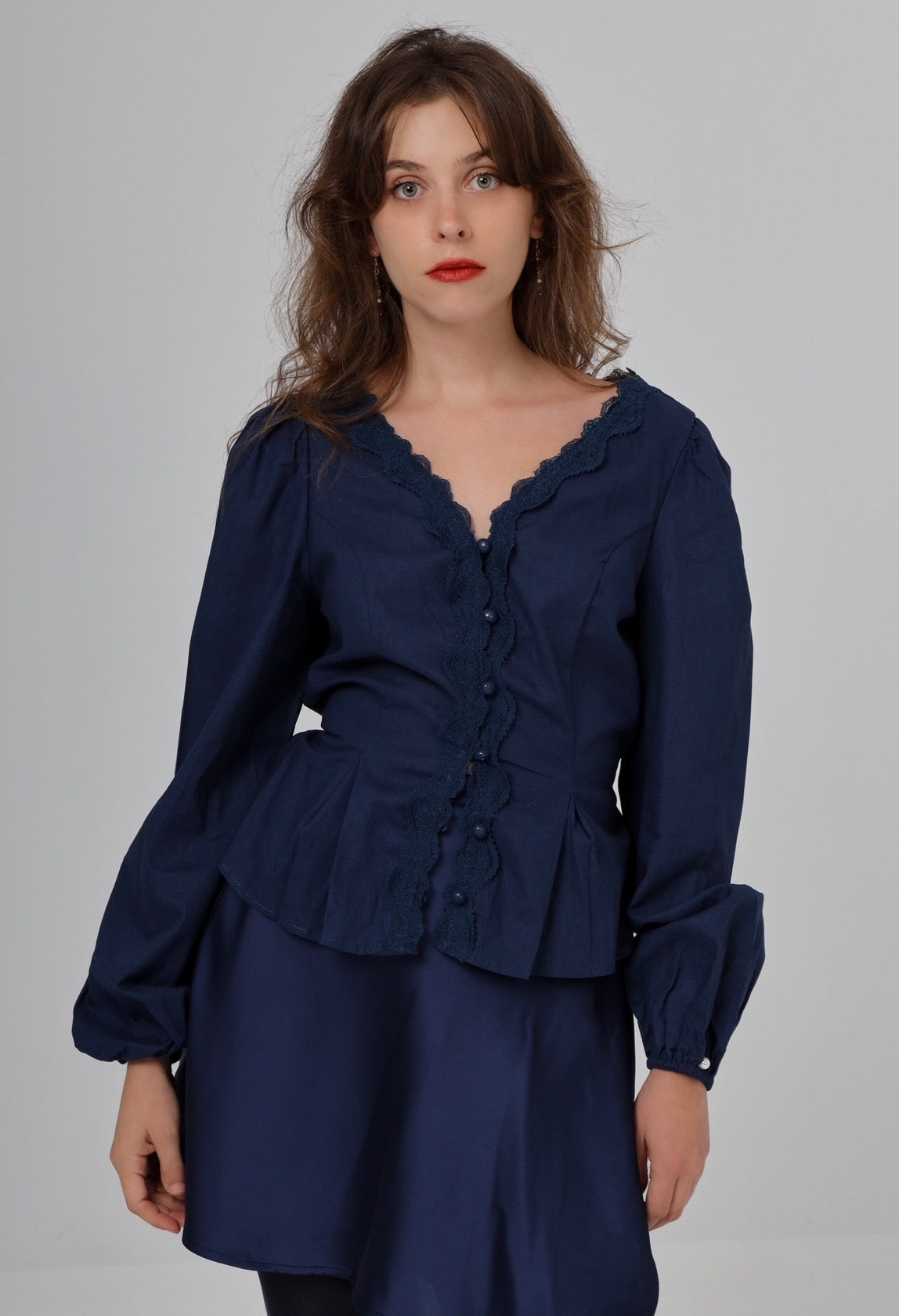 “Althea” shirt in navy blue