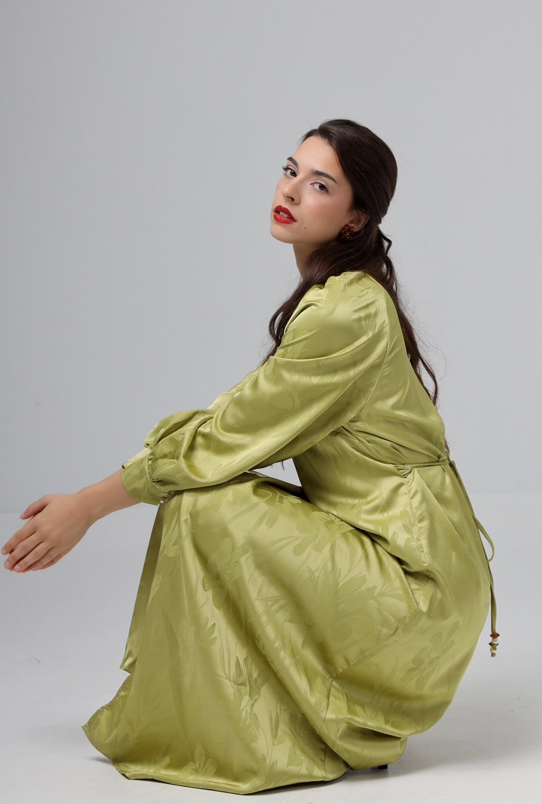 “Shion” dress in light olive