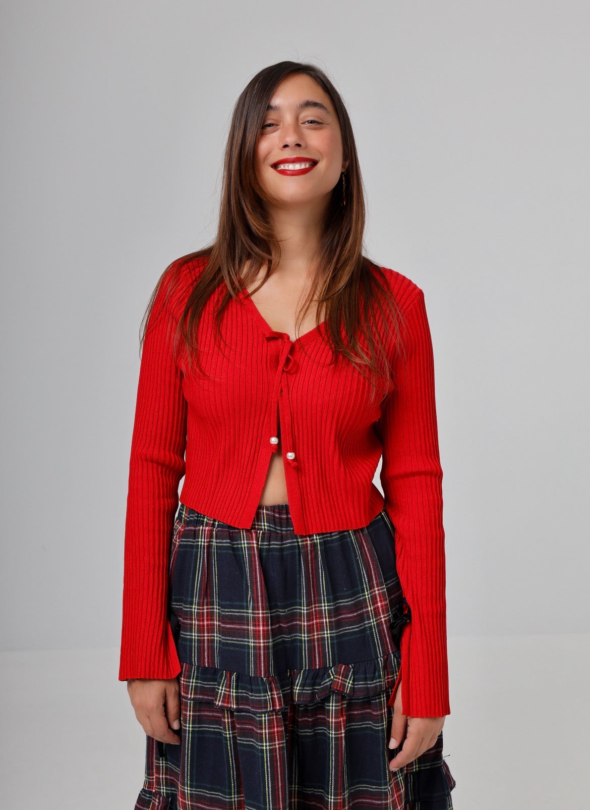 “Narcissa” cardigan in red