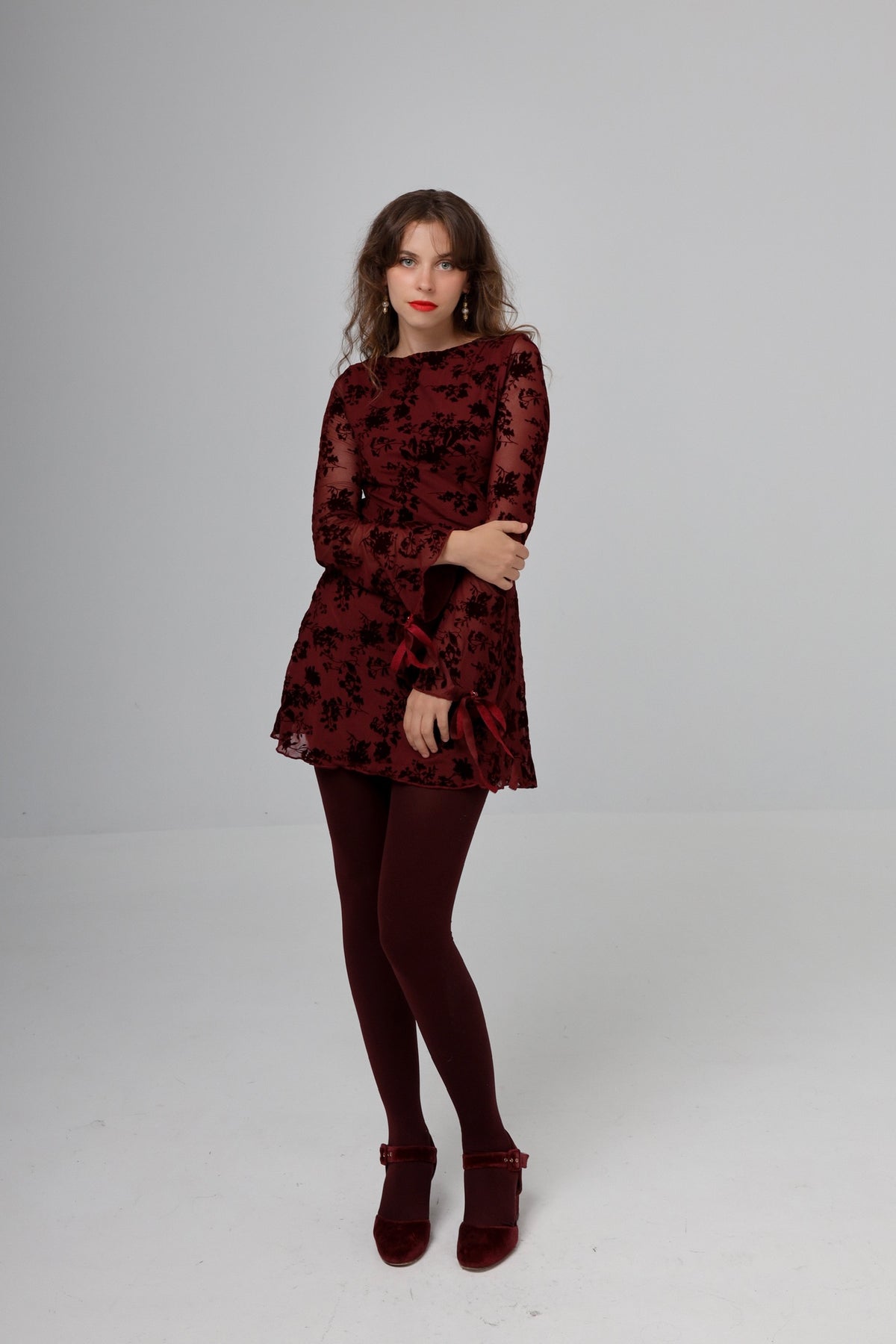 “Indigo” dress in burgundy