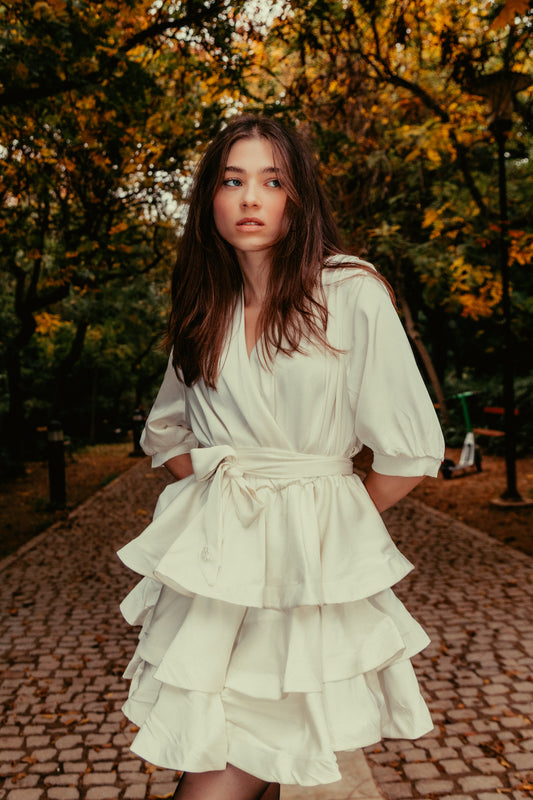Petal dress in ivory