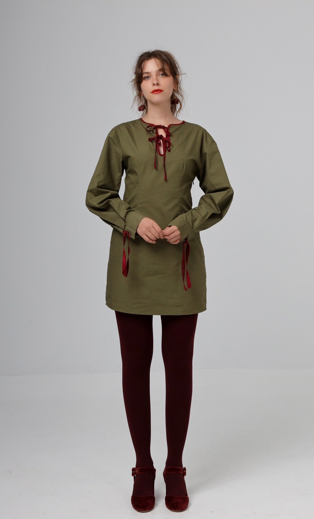 “Tiger lily” dress in khaki green