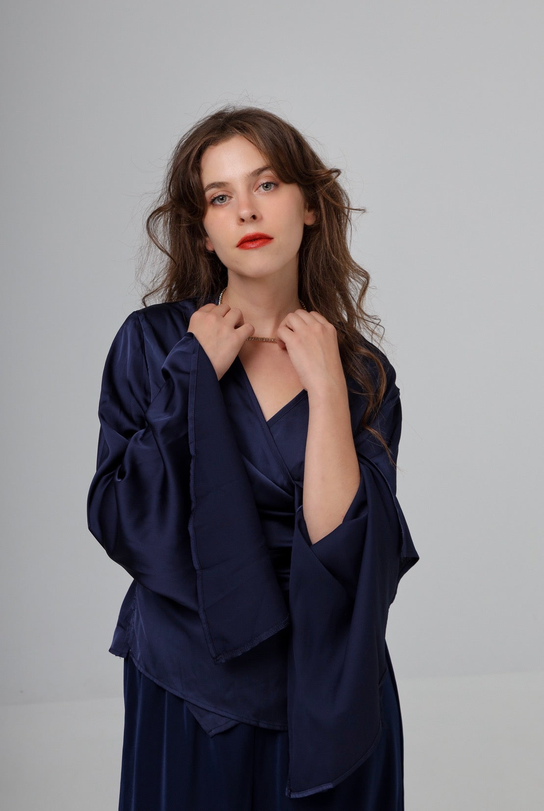 “Bluebell” blouse in navy blue
