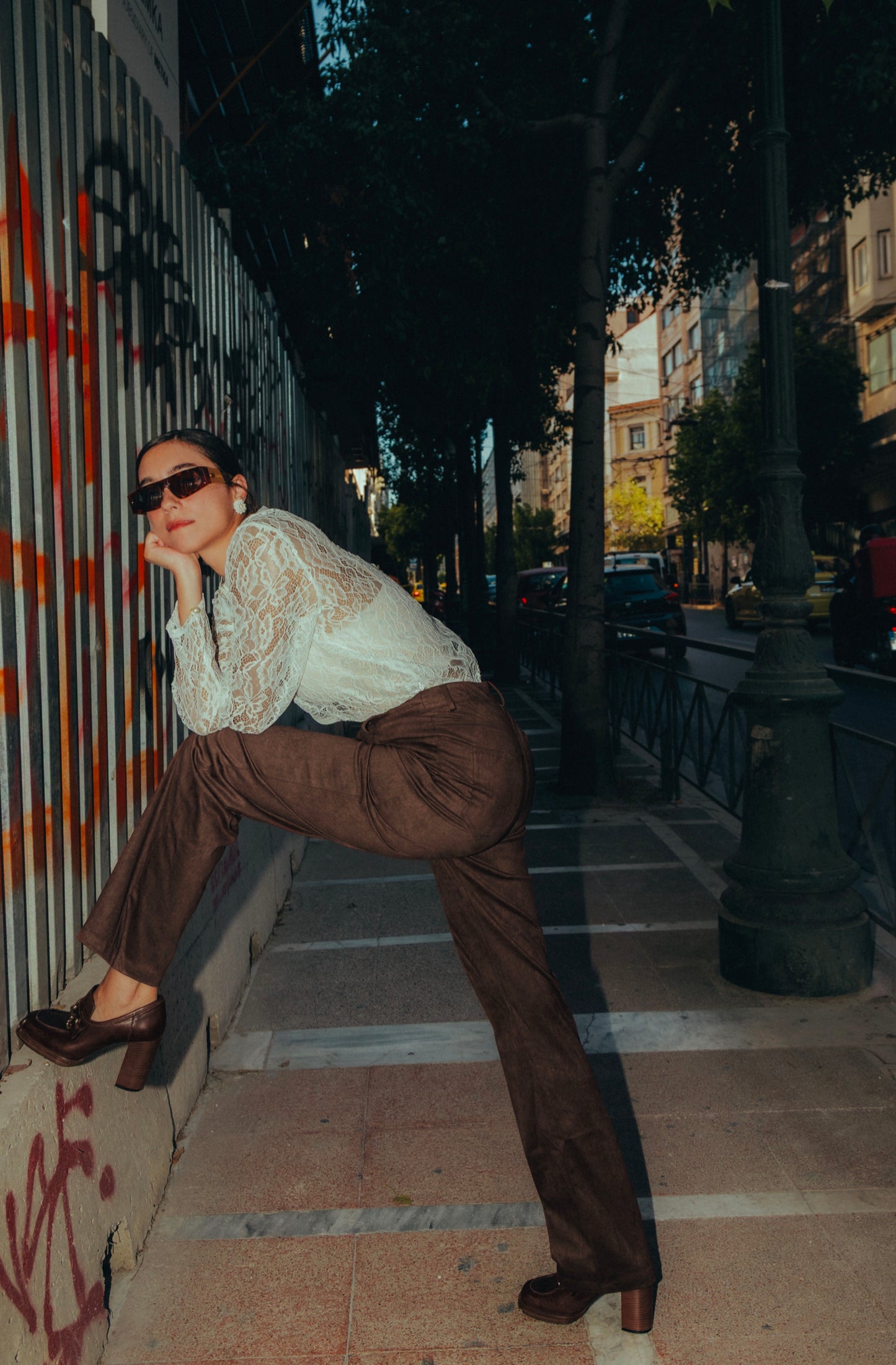 Sage suede pants in brown