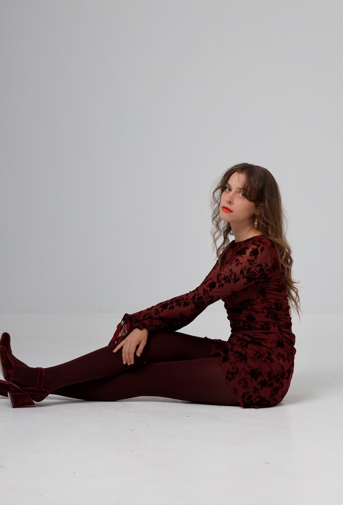“Indigo” dress in burgundy
