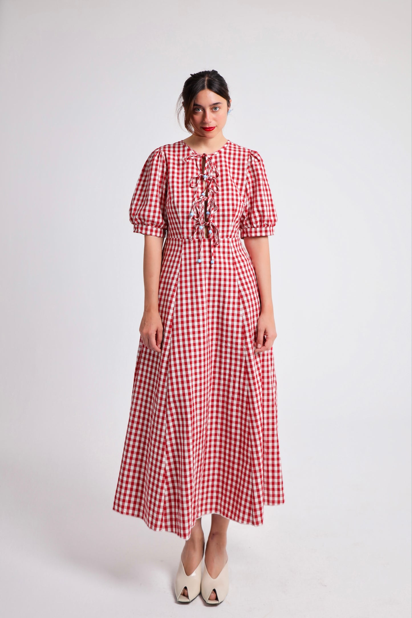 “Honesty” dress in red plaid
