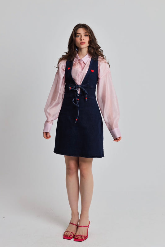 “Begonia” dress in blue denim