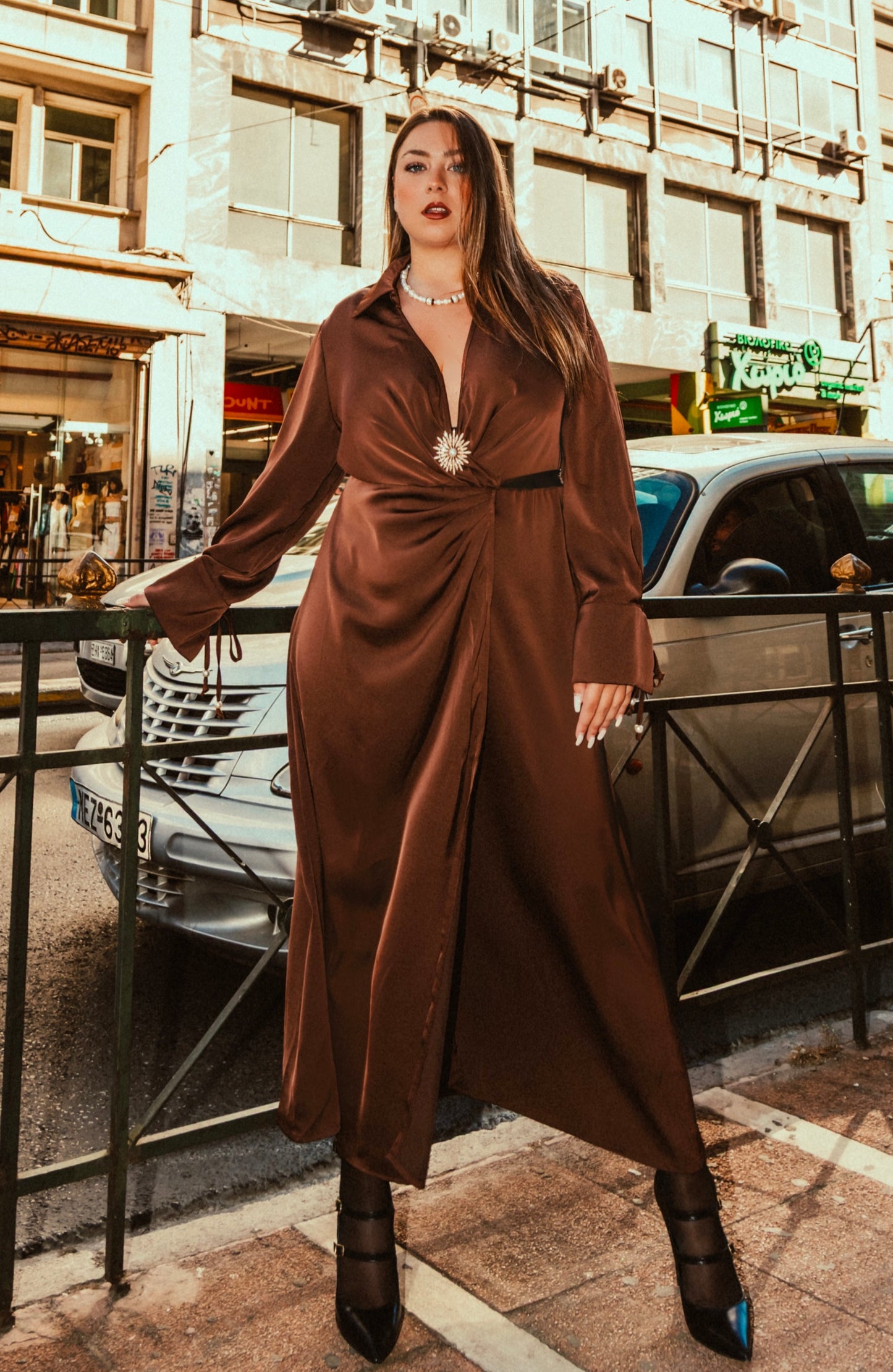 Violeta dress in chocolate brown