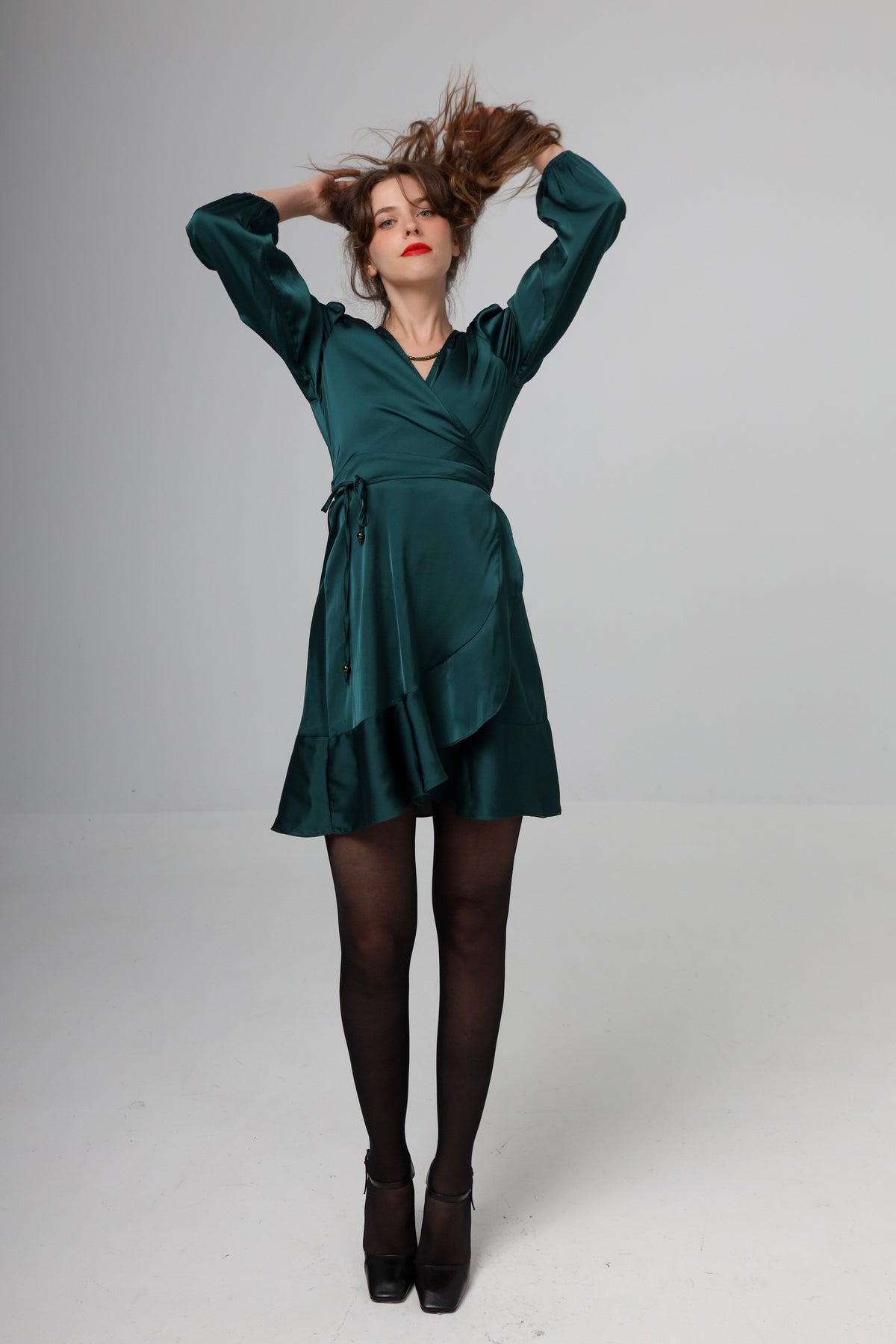 “Olive” dress in forest green