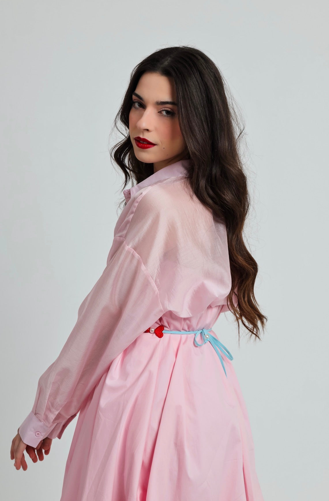 “Painted Daisy” silk shirt in pink