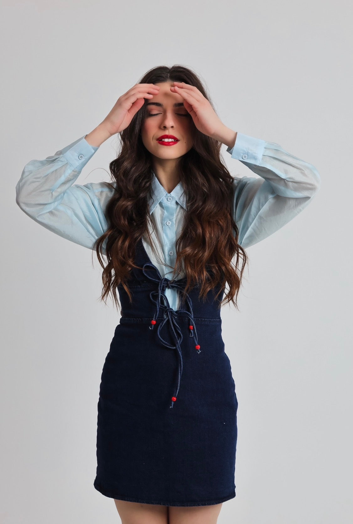 “Begonia” dress in blue denim