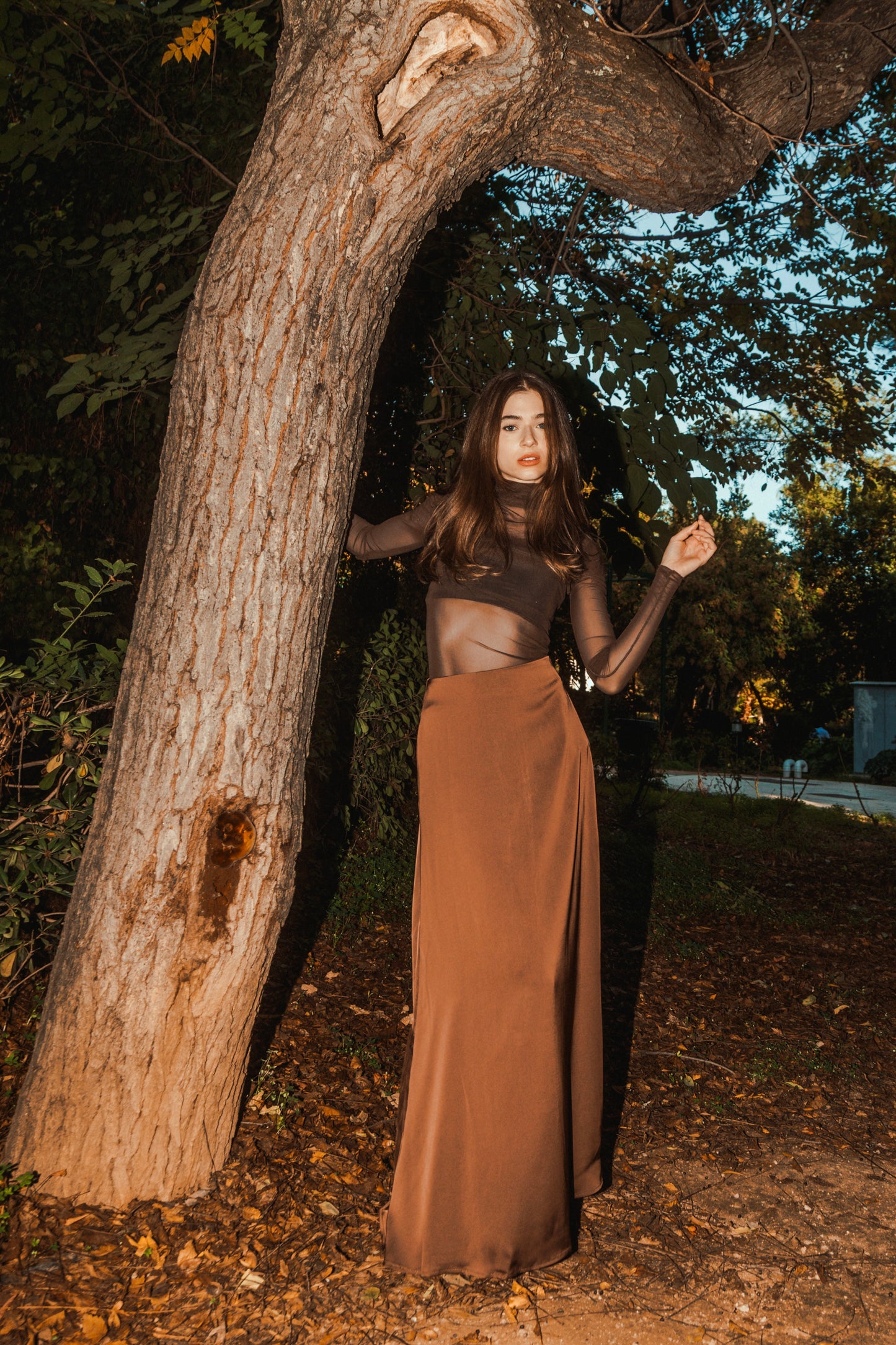 Zephyranth skirt in chocolate brown