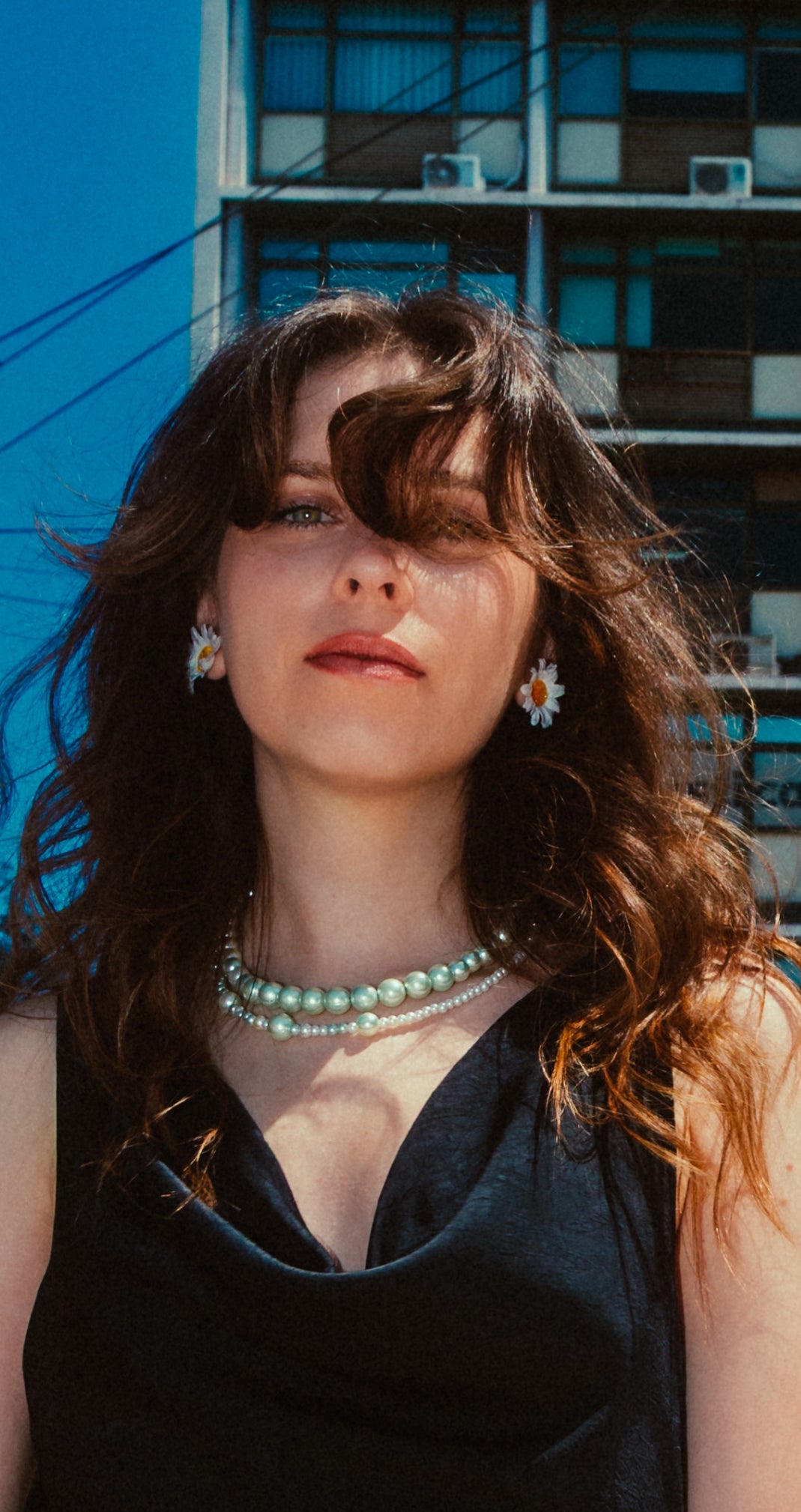 White daisy earrings