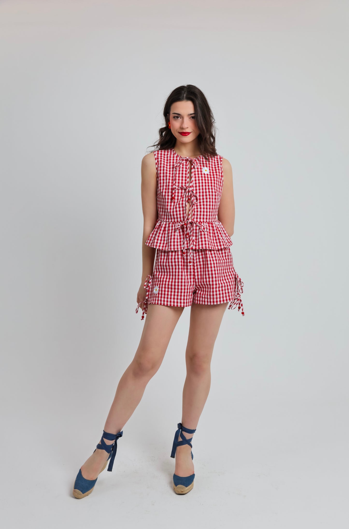“Erica” shorts in red plaid