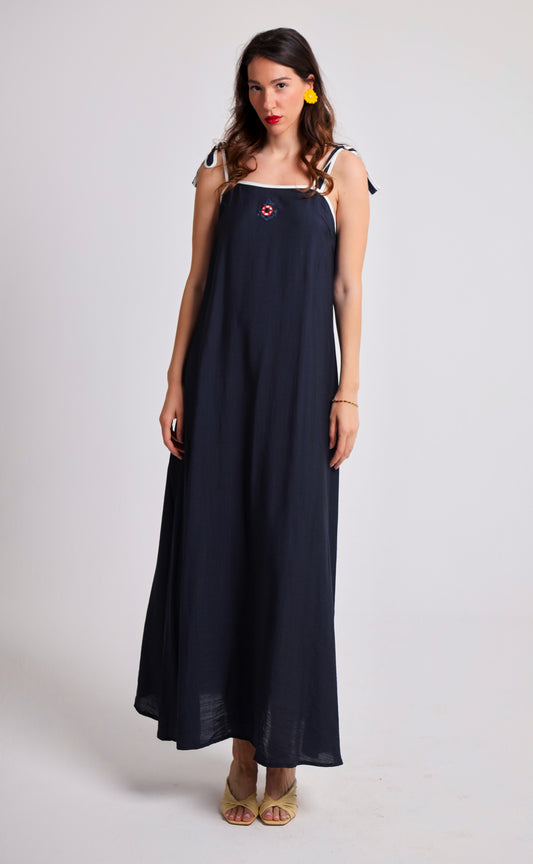 “Marina” dress in navy blue