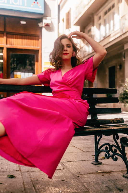 “Cecilia” dress in hot pink
