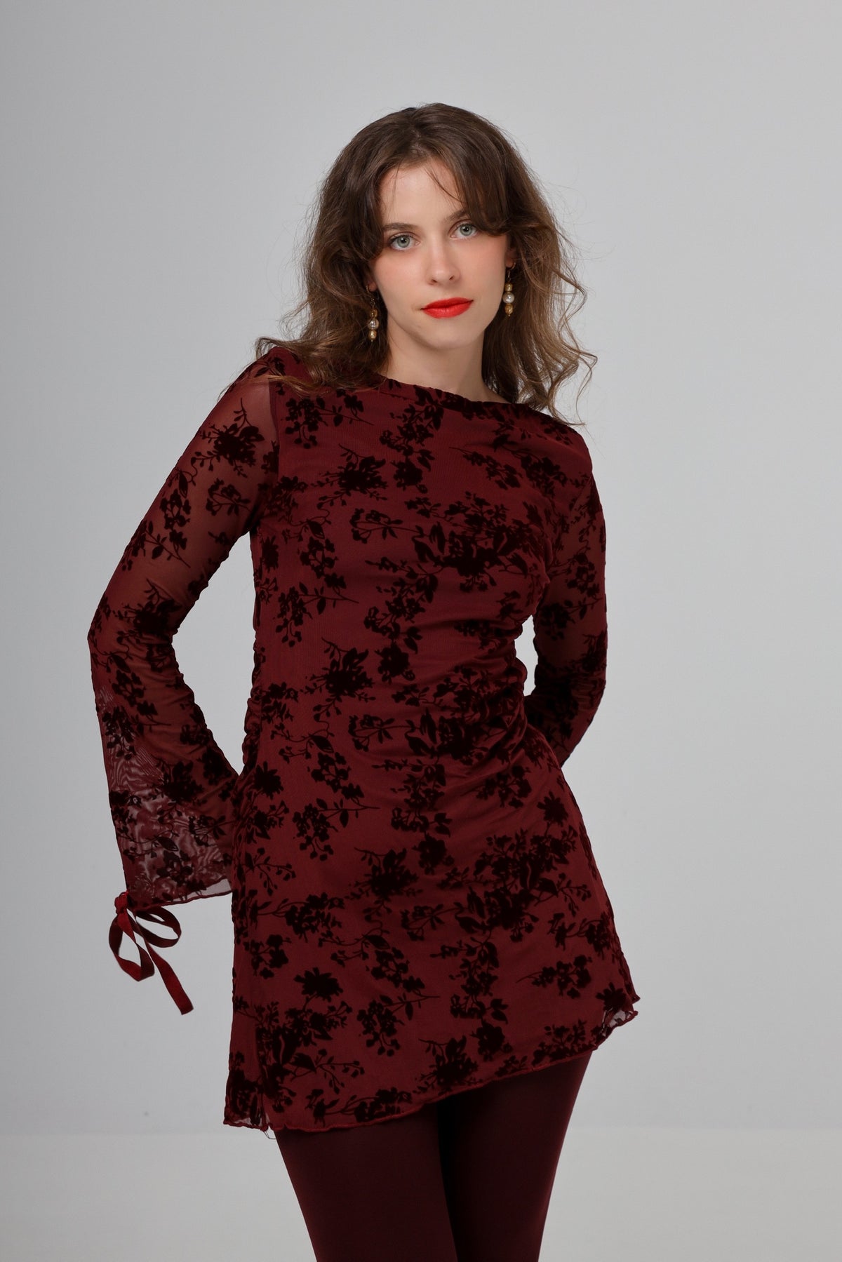 “Indigo” dress in burgundy